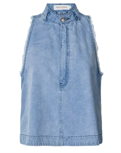 Rabens Saloner - Faya Top - Light Washed Denim